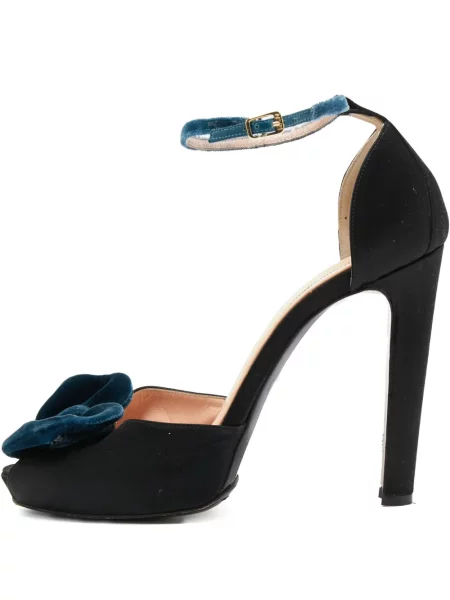 Sandale N°21 cu funde din satin negru