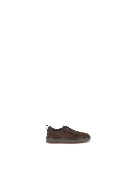 Sneakersy Santoni zamszowe wsuwane brązowe