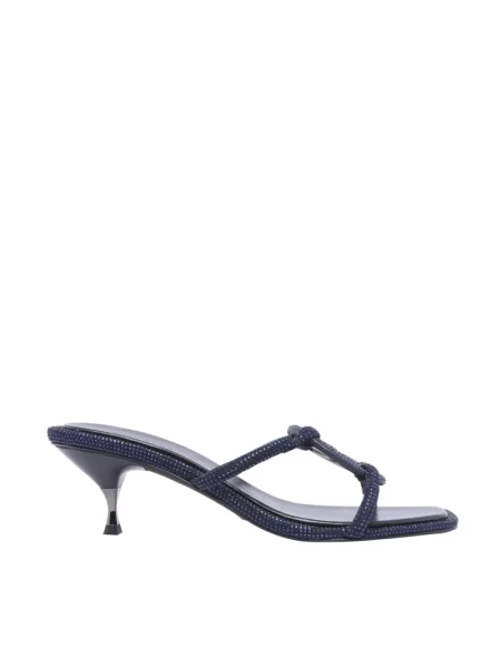 Klapki Tory Burch skórzane niebieskie