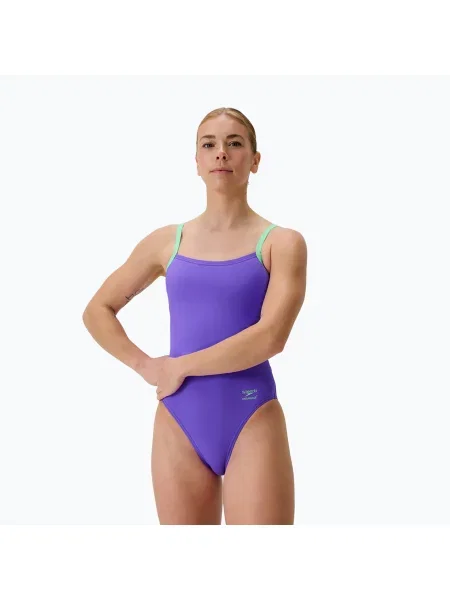 Costum de baie întreg pentru femei Speedo FL Solid Flyback indigo glow/alfalfa green verde