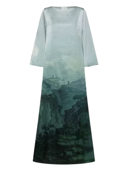 Rochie maxi Pierre-louis Mascia cu imagine cu imprimeu abstract de costum verde