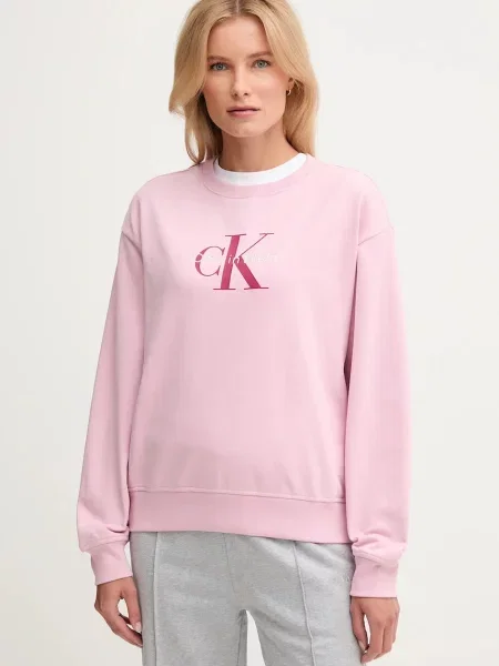 Calvin Klein Jeans bluza z nadrukiem różowy