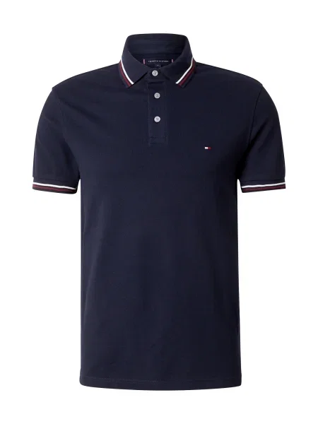 TOMMY HILFIGER Tricou bleumarin / roșu burgundy alb