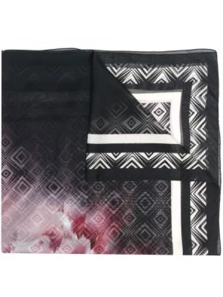 Fular Alberta Ferretti de mătase cu imagine cu imprimeu geometric negru