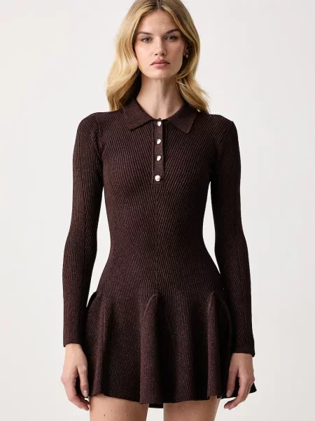 Retrofete rochie evazată Biona maro