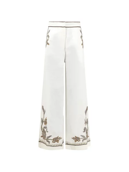 Pantaloni Scarlett Poppies cu broderie alb