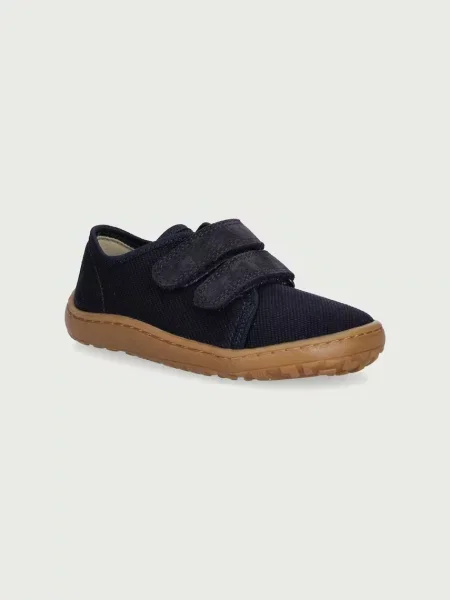 Froddo papuče za djecu od kože BAREFOOT CANVAS plava