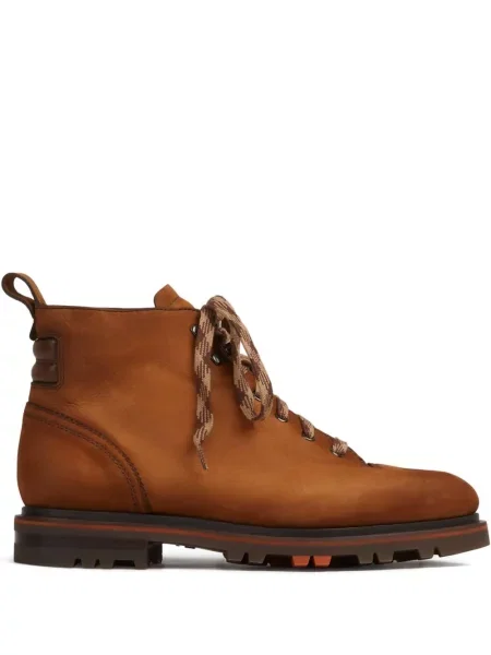 Botine Santoni cu șireturi din dantelă maro