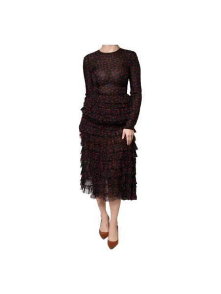 Jedwabna sukienka midi Dolce And Gabbana czarna