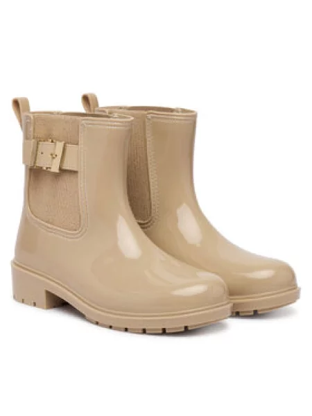 Tommy Hilfiger Gumijasti škornji Th Buckle Glossy Ankle Rain Boot bež