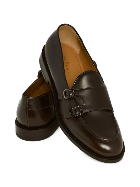 Pantofi monk Kiton cu bretele maro