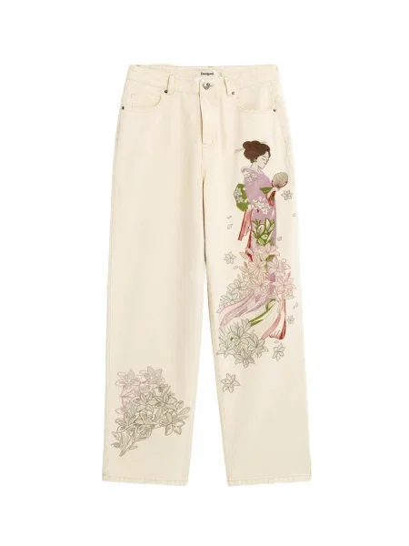 Desigual Jeans verde iarbă / roz alb