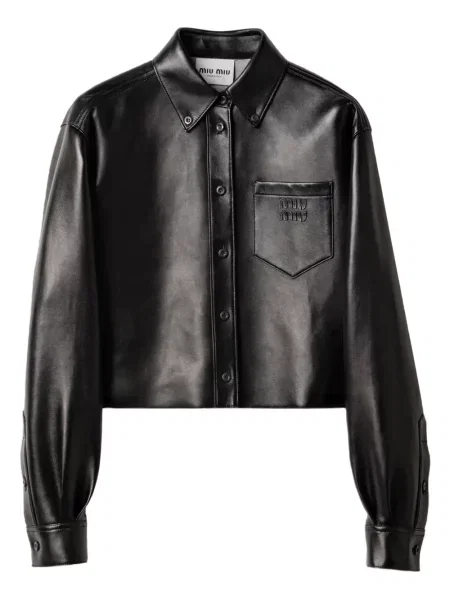 Geanta de piele Miu Miu negru