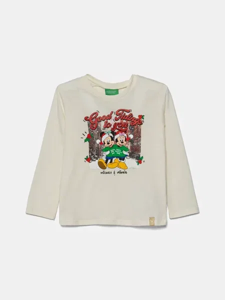 United Colors of Benetton tričko s dlouhým rukávem béžové