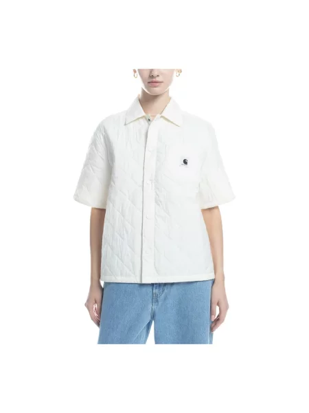 Krótka kurtka Carhartt Wip z krótkim rękawem beżowa