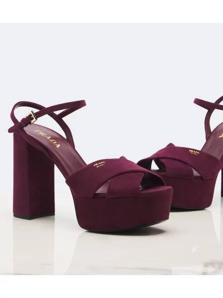 Sandale Prada din piele de căprioară cu platformă