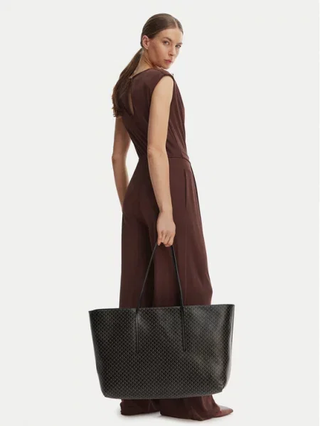 Calvin Klein Torebka Emblem Aop Large Tote W/ Pouch czarny