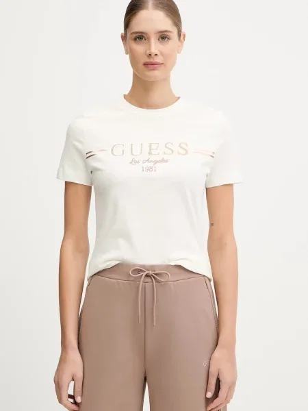 Тениска GUESS Bibia Ss T-Shirt Cream L бяло