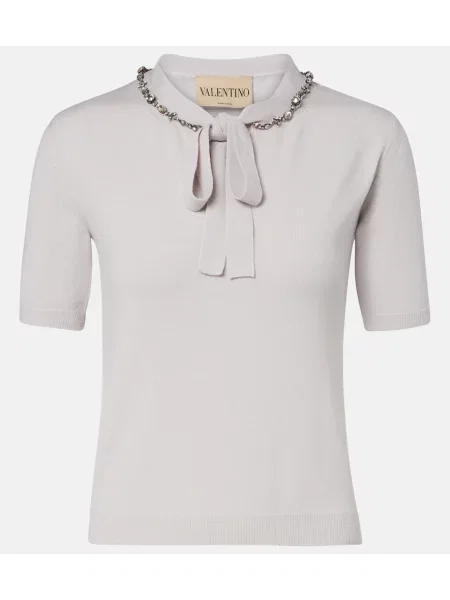 Pulover Valentino de lână cu legături gri