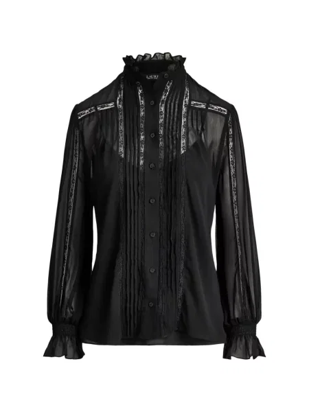 Bluză Lauren Ralph Lauren din dantelă negru