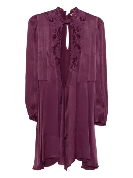 Rochie Twinset cu model floral din dantelă violet