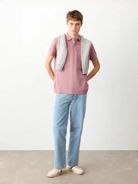 Koszulka polo z krótkim rękawem Teen S MANGO TEEN różowy