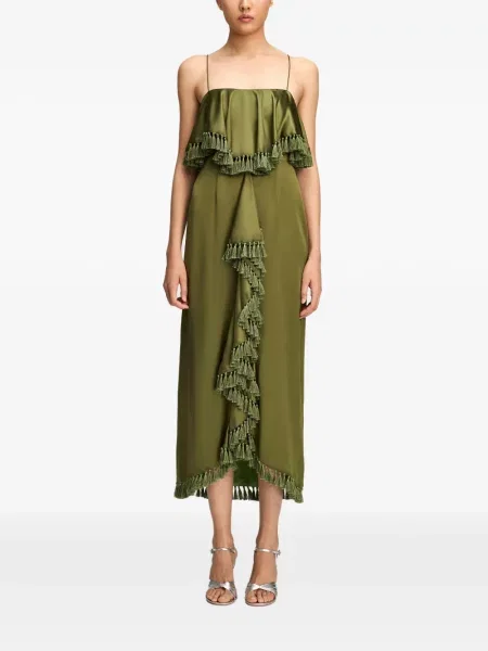 Rochie midi Cinq A Sept de mătase verde