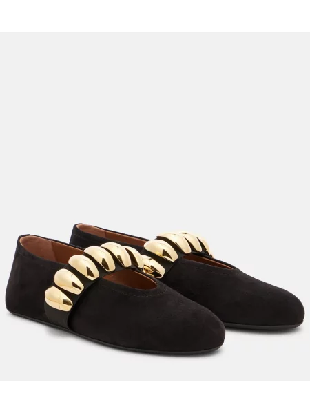 Balerini Alaïa din piele de căprioară negru