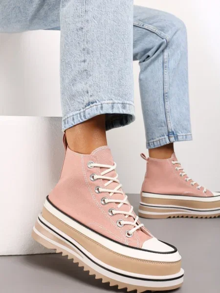 Teniși cu platformă înaltă și tijă la gleznă Anlitela roz