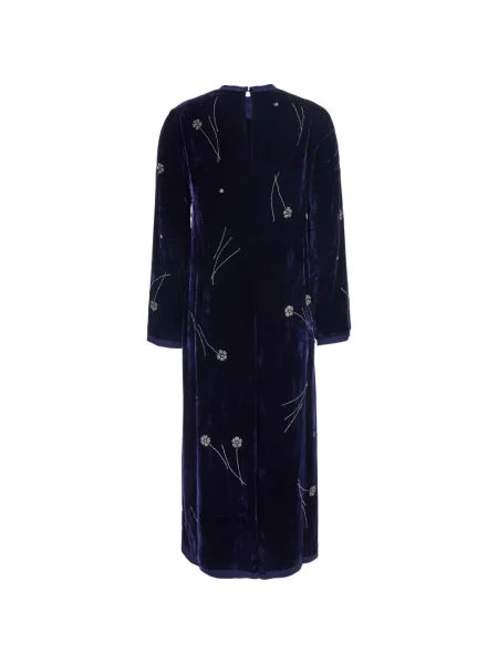 Rochie midi Forte_forte de catifea albastru