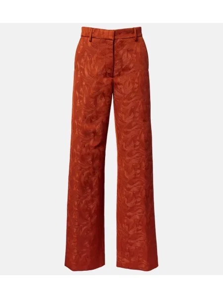 Pantaloni Dries Van Noten din jacard portocaliu