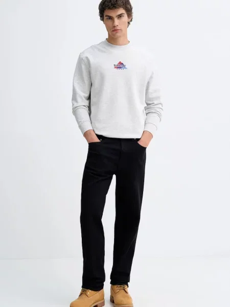Tommy Jeans Bombažen pulover siva
