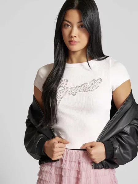 T-shirt z nadrukiem z logo Guess różowa