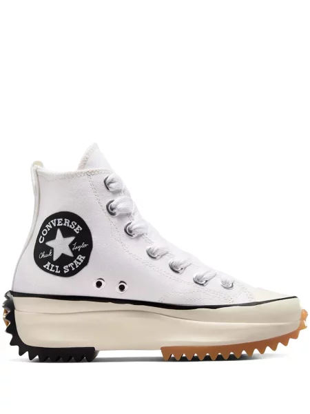 Кожени бягане маратонки Converse Chuck Taylor All Star на платформе бяло