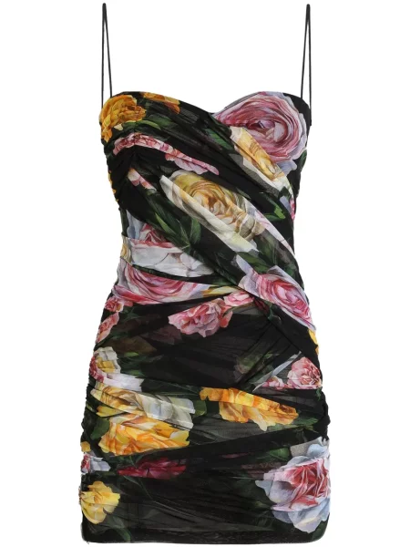 Rochie mini Dolce & Gabbana cu model floral cu imagine de costum negru