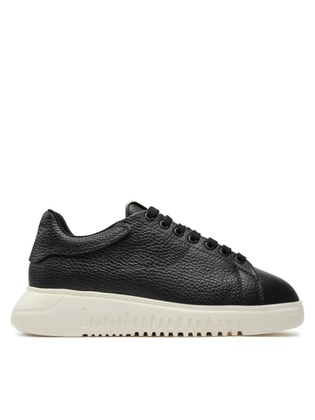 Emporio Armani Buty Kobieta 37 EU Sneakersy z Logo Patch czarny