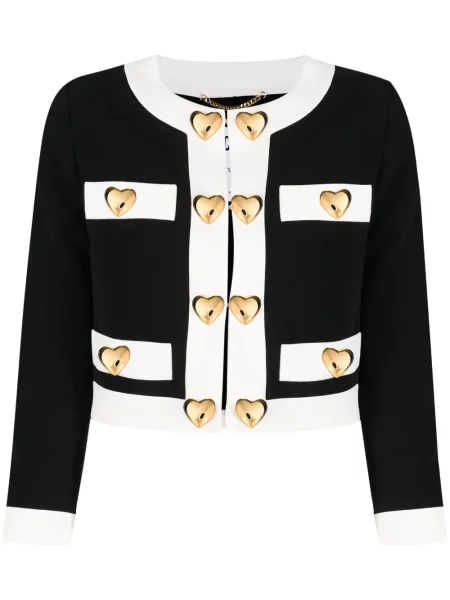 Decupat geacă Moschino cu motiv cu inimi negru