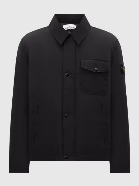 Пухова куртка з патчем логотипа Stone Island чорна
