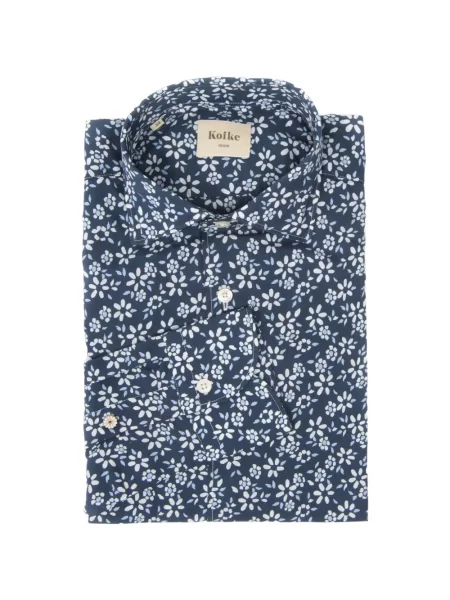 Lung cămașă Koike Barcelona cu model floral cu imagine albastru