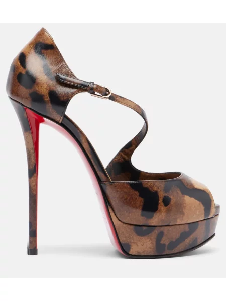 Pantofi cu toc Christian Louboutin din piele cu platformă maro