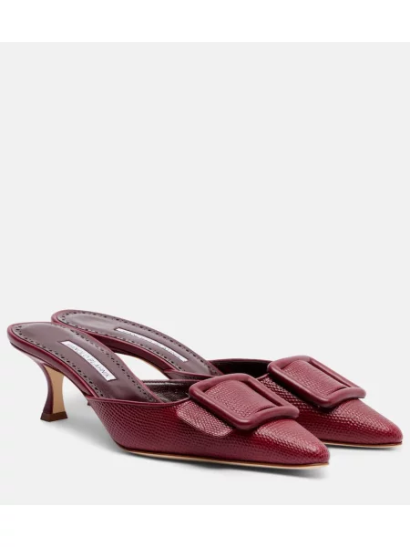 Papuci tip mules Manolo Blahnik din piele cu model piele de șarpe