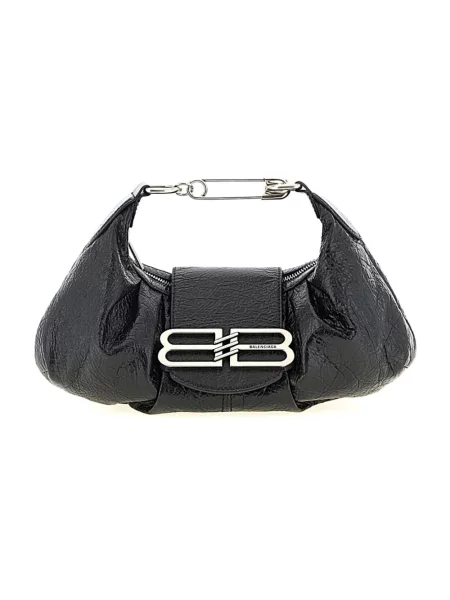 Lniana torebka Balenciaga czarna