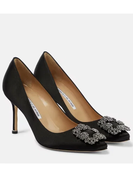 Pantofi cu toc Manolo Blahnik din satin negru