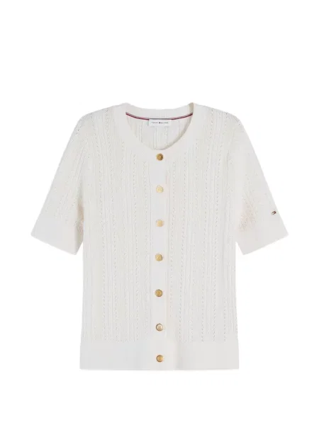 Scurt cardigan Tommy Hilfiger tricotate alb