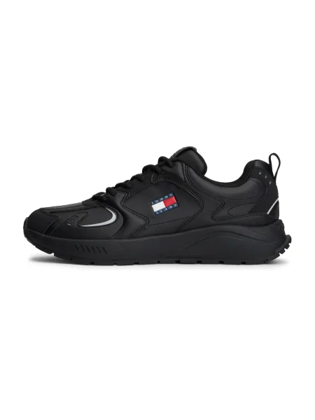 Pánske topánky Tommy Jeans Runner Leather black čierna