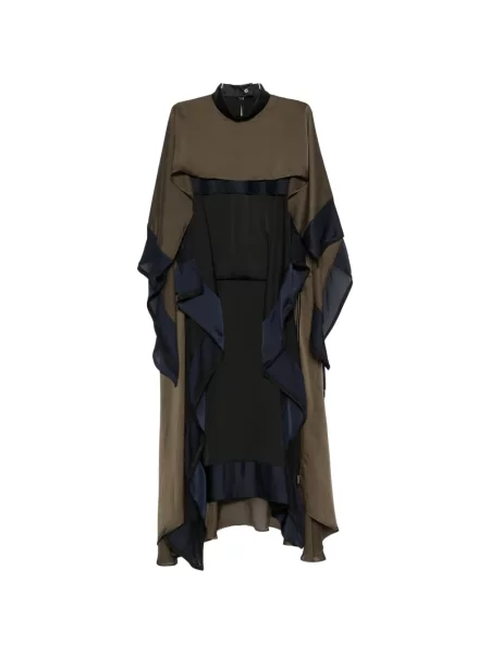 Rochie Sacai cu volane asimetrică verde