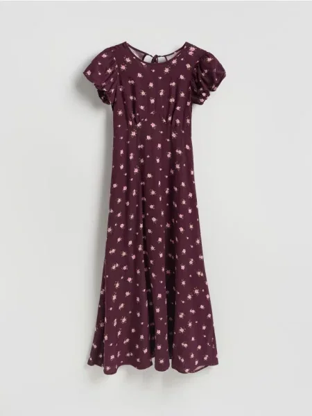 Reserved Wzorzysta sukienka maxi brązowy