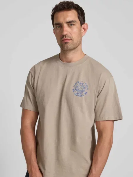 T-shirt z nadrukiem z logo model ‘EDWIN MUSIC CHANNEL’ beżowa