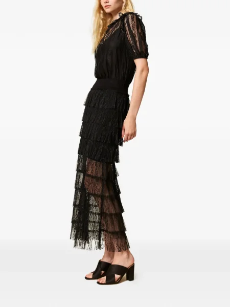 Fusta maxi Twinset din dantelă negru