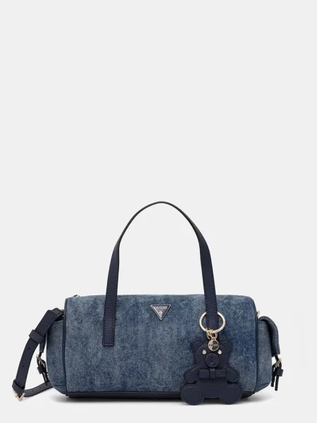 Guess geantă crossbody pentru femei din denim KASSIE albastru